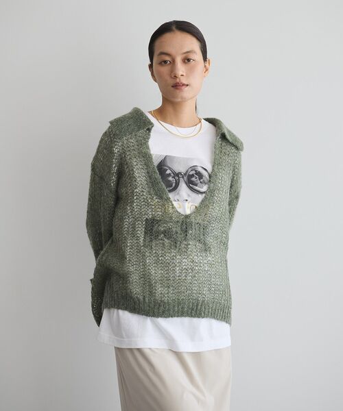 GARAGE OF GOOD CLOTHING（ガレージオブグッドクロージング）の「モヘア混襟付きシアープルオーバー（ニット/セーター・レディース・グレー/サックスブルー/カーキ/アイボリー・FREE）」の20枚目の写真