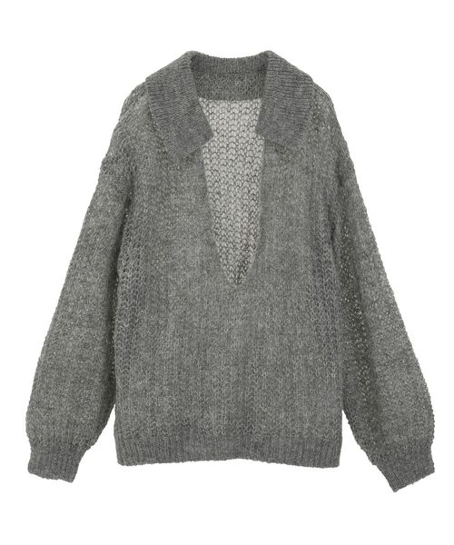 GARAGE OF GOOD CLOTHING（ガレージオブグッドクロージング）の「モヘア混襟付きシアープルオーバー（ニット/セーター・レディース・グレー/サックスブルー/カーキ/アイボリー・FREE）」の5枚目の写真