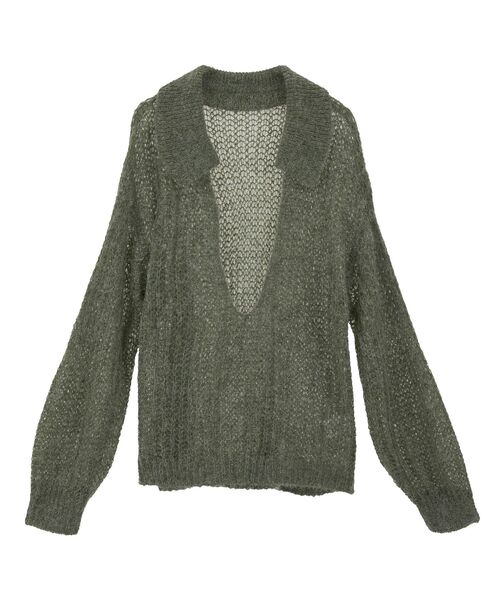 GARAGE OF GOOD CLOTHING（ガレージオブグッドクロージング）の「モヘア混襟付きシアープルオーバー（ニット/セーター・レディース・グレー/サックスブルー/カーキ/アイボリー・FREE）」の6枚目の写真