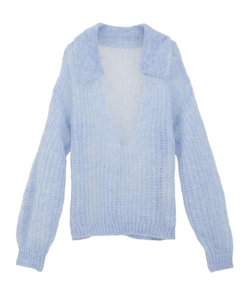 GARAGE OF GOOD CLOTHING（ガレージオブグッドクロージング）の「モヘア混襟付きシアープルオーバー（ニット/セーター・レディース・グレー/サックスブルー/カーキ/アイボリー・FREE）」の7枚目の写真