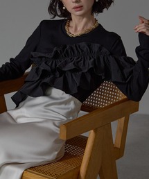 each（イーチ）の「アシメフリルリブプルオーバー（Tシャツ/カットソー）」