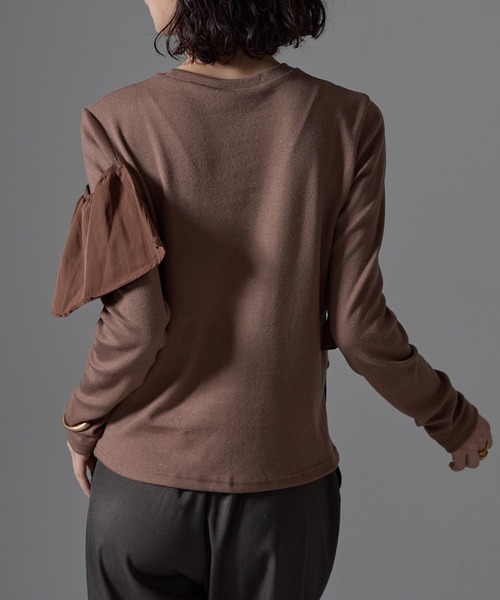 each(イーチ)の「アシメフリルリブプルオーバー(Tシャツ/カットソー・レディース・グレー/ブラウン/アイボリー/ブラック・FREE)」の17枚目の写真