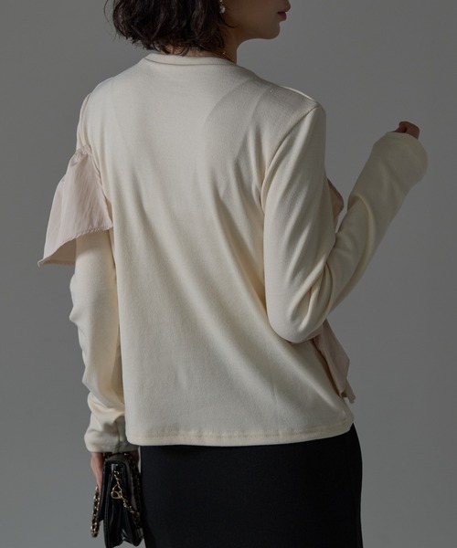 each(イーチ)の「アシメフリルリブプルオーバー(Tシャツ/カットソー・レディース・グレー/ブラウン/アイボリー/ブラック・FREE)」の7枚目の写真