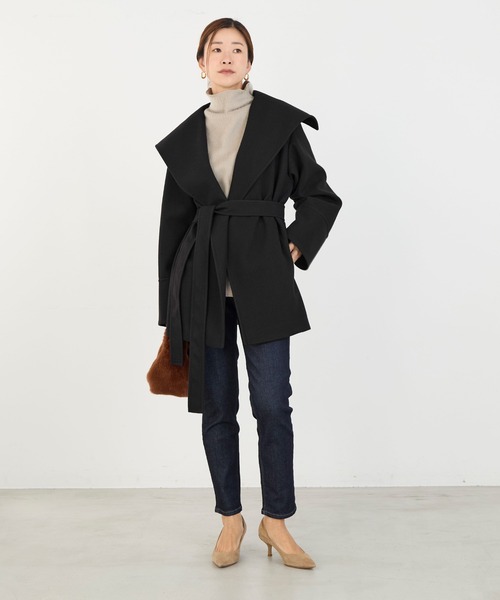24AW MICA&DEAL ショールカラーリバーコート ブラック　試着のみ MICA＆DEAL｜ショールカラーコート | Rakuten Fashion(楽天