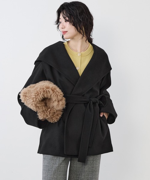 24AW MICA&DEAL ショールカラーリバーコート ブラック　試着のみ 24AW MICA&DEAL ショールカラーリバーコート ブラック 試着