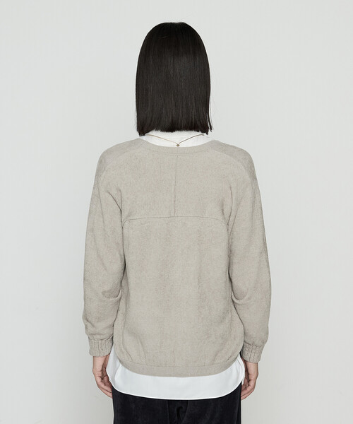 Gabardine K.T(ギャバジンケーティー)の「ストレッチモール マシュマロニットショートカーディガン(カーディガン/ボレロ・レディース・グレー/グレイッシュベージュ・9号)」の12枚目の写真