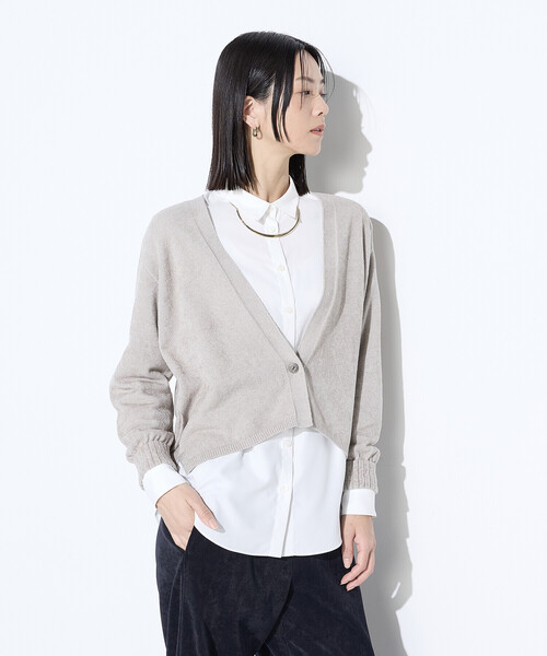 Gabardine K.T(ギャバジンケーティー)の「ストレッチモール マシュマロニットショートカーディガン(カーディガン/ボレロ・レディース・グレー/グレイッシュベージュ・9号)」の2枚目の写真