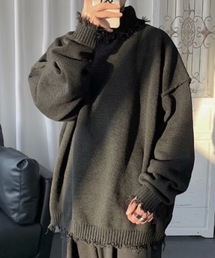 SHEPP（シープ）の「デストロイ加工ビッグシルエットタートルネックニット（ニット/セーター）」