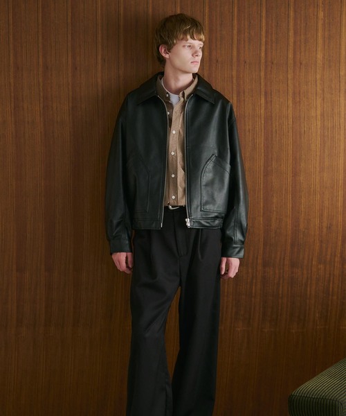 OSKR別注 シンセティックレザーショートブルゾン（ライダース