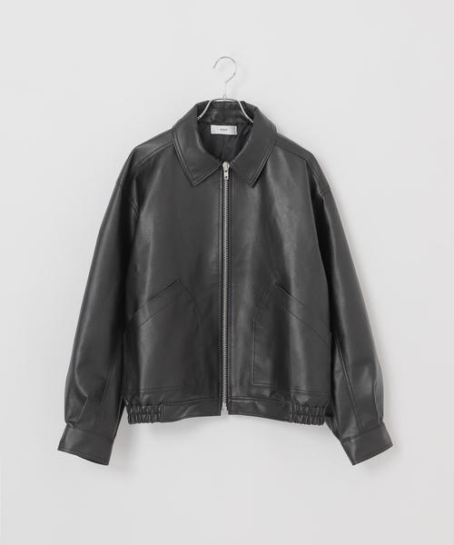OSKR別注 シンセティックレザーショートブルゾン（ライダース