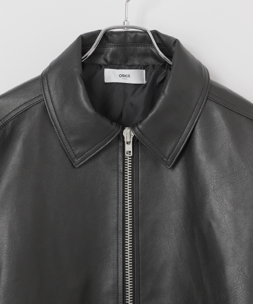 OSKR別注 シンセティックレザーショートブルゾン（ライダース