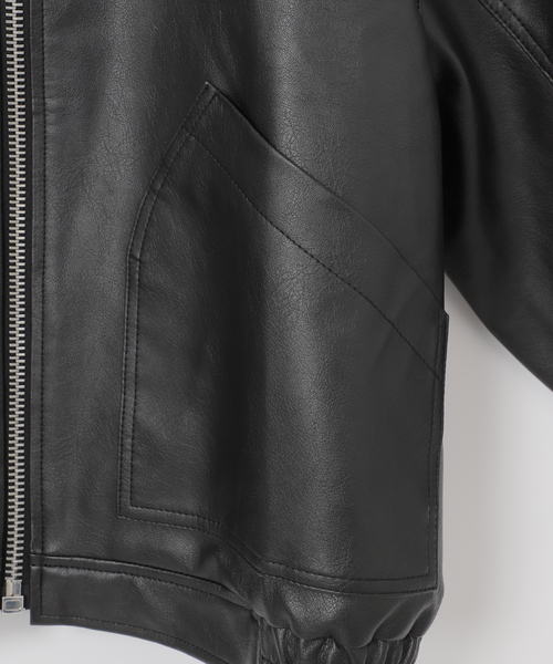 OSKR別注 シンセティックレザーショートブルゾン（ライダース