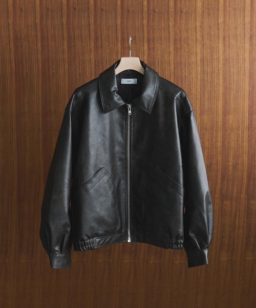 OSKR別注 シンセティックレザーショートブルゾン（ライダース