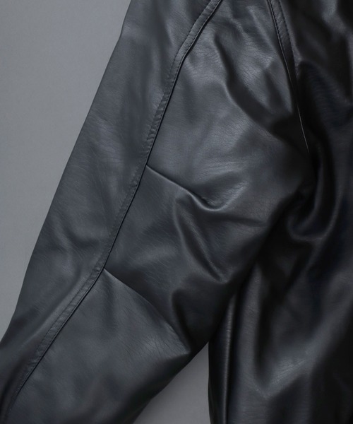 SITRY(シトリー)の「Synthetic Leather Zip Hoodie/フェイクレザー オーバーサイズ ブルゾン ジップパーカー フーディー(ブルゾン・メンズ・ブラック・L/LL/M)」の10枚目の写真