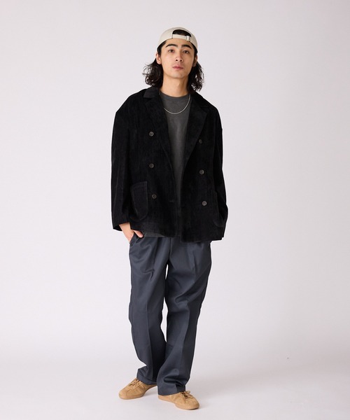 セール】ベロア生地 ダブルテーラードジャケット（テーラード