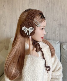 ULEULA（ウルア）の「ビーズリボン付きニットイヤマフラー（イヤーマフ）」