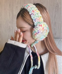 ULEULA（ウルア）の「ビーズリボン付きニットイヤマフラー（イヤーマフ）」