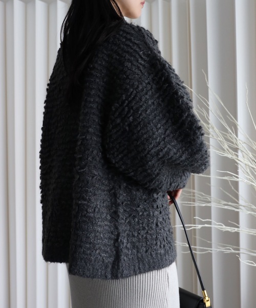 YENNA（イェンナ）の「【ポコポコVネックニットカーディガン】ニットアウター（ニット/セーター・レディース・チャコールグレー/ベージュ/アイボリー/ブルー・FREE）」の18枚目の写真