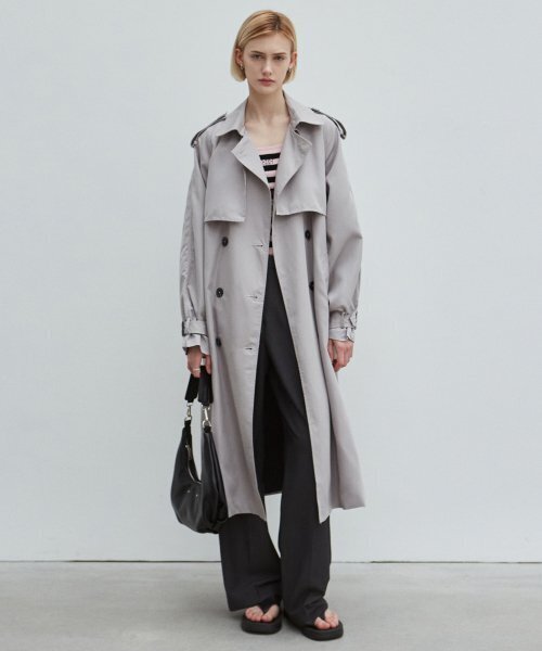 OVERSIZED DOUBLE TRENCH COAT_GRAY（トレンチコート）｜NICK&NICOLE