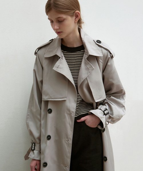 OVERSIZED DOUBLE TRENCH COAT_GRAY（トレンチコート）｜NICK&NICOLE