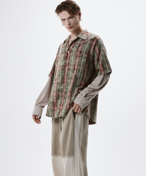 RSSC(アールエスエスシー)の「DYED CHECK LAYERED SHIRT - KHAKI(シャツ/ブラウス・レディース・その他・2)」の5枚目の写真