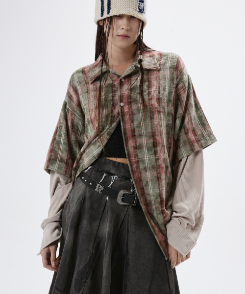 RSSC(アールエスエスシー)の「DYED CHECK LAYERED SHIRT - KHAKI(シャツ/ブラウス・レディース・その他・2)」の7枚目の写真
