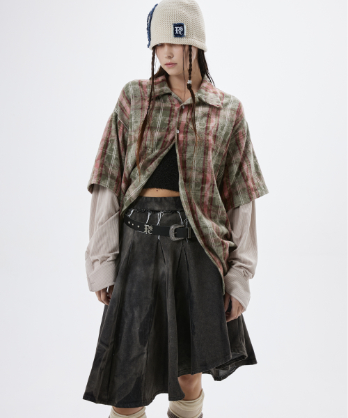 RSSC(アールエスエスシー)の「DYED CHECK LAYERED SHIRT - KHAKI(シャツ/ブラウス・レディース・その他・2)」の8枚目の写真