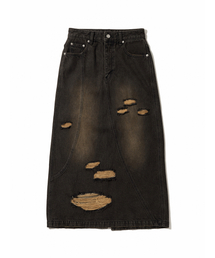 1993STUDIO（1993スタジオ）の「ダメージウォッシングデニムロングスカート_ブラック（スカート）」