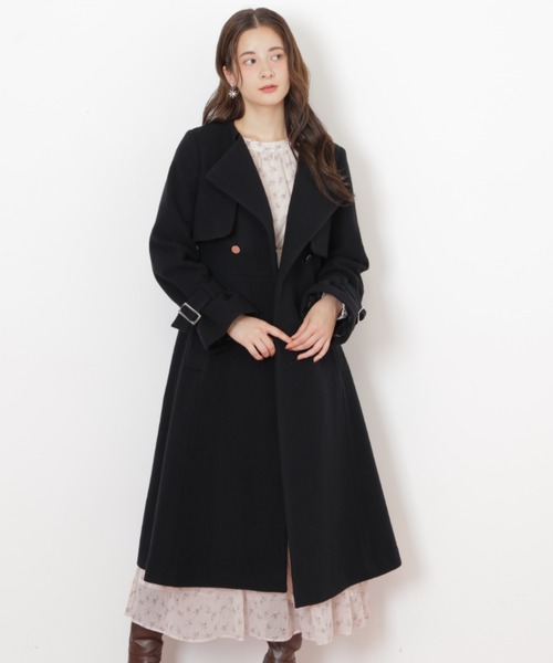 ◇ノーカラードレストレンチコート（ノーカラーコート）｜JILL by JILL