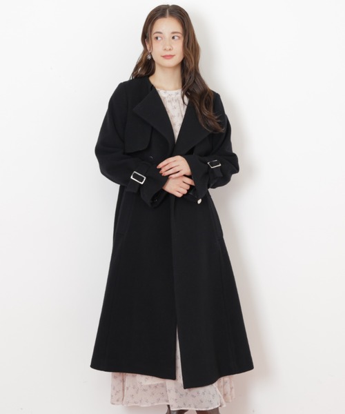 セール】◇ノーカラードレストレンチコート（ノーカラーコート）｜JILL