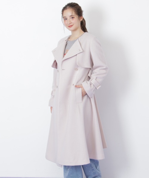 JILL by JILL STUART（ジルバイジルスチュアート）の「◇ノーカラードレストレンチコート（ノーカラーコート・レディース・ブラック/ピンク/ベージュ・SMALL/MEDIUM）」の19枚目の写真