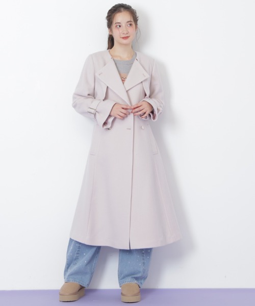 JILL by JILL STUART ノーカラードレストレンチコート セール】◇ノーカラードレストレンチコート（ノーカラーコート）｜JILL