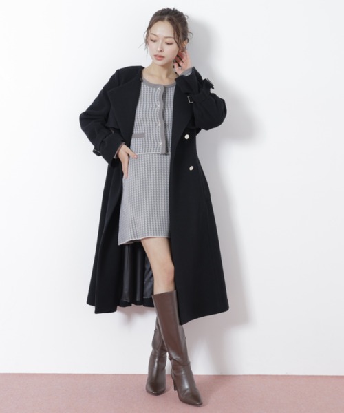 ◇ノーカラードレストレンチコート（ノーカラーコート）｜JILL by JILL
