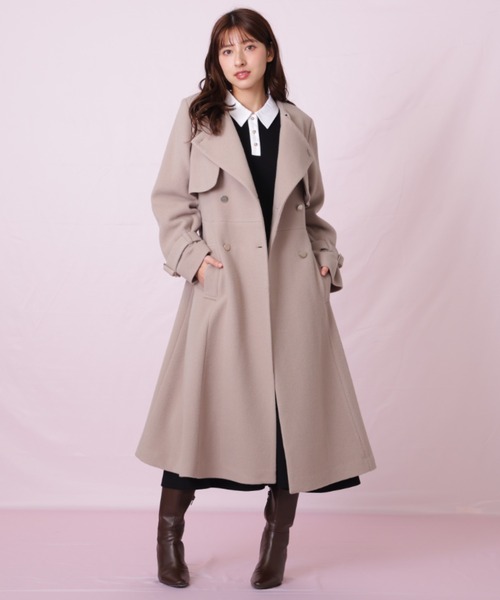 セール】◇ノーカラードレストレンチコート（ノーカラーコート）｜JILL