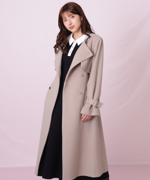 セール】◇ノーカラードレストレンチコート（ノーカラーコート）｜JILL