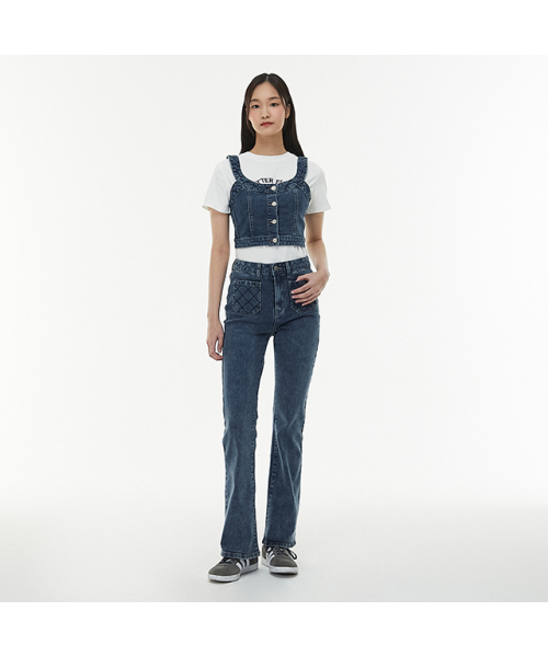 LAP（ラップ）の「ダイヤ刺繍前ポケットブーツカットデニムパンツ AQ1DP360（デニムパンツ・レディース・ダークブルー・MEDIUM/SMALL）」の2枚目の写真