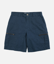 WASHED COTTON ZIP CARGO SHORTS _ NAVY