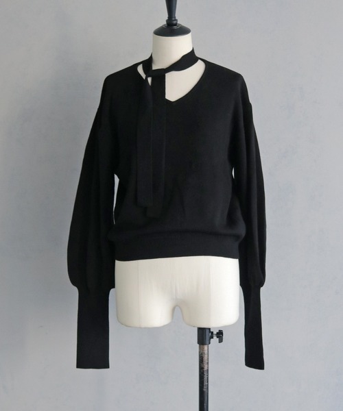 &g'aime(アンジェム)の「【&g'aime 】 チョーカー付きニット Choker Neck Knit(ニット/セーター・レディース・ブラウン/ブラック/ライトグレー・FREE)」の16枚目の写真
