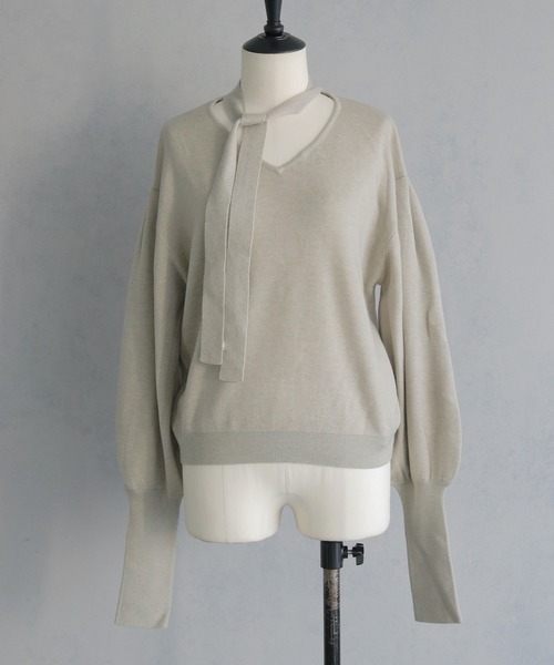 &g'aime(アンジェム)の「【&g'aime 】 チョーカー付きニット Choker Neck Knit(ニット/セーター・レディース・ブラウン/ブラック/ライトグレー・FREE)」の14枚目の写真