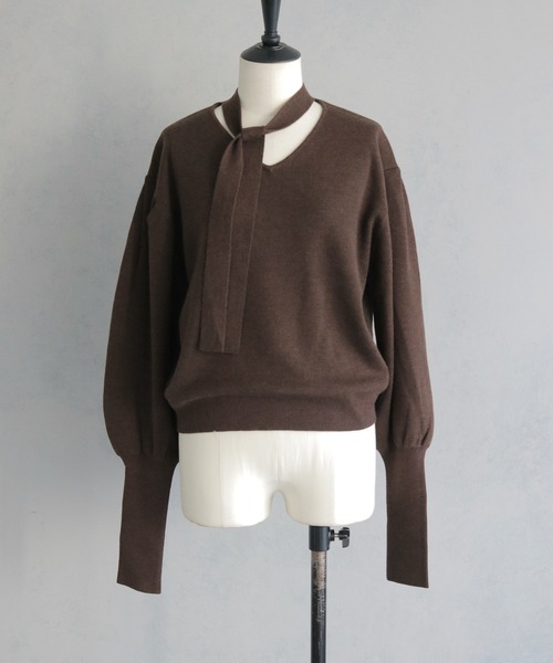 &g'aime(アンジェム)の「【&g'aime 】 チョーカー付きニット Choker Neck Knit(ニット/セーター・レディース・ブラウン/ブラック/ライトグレー・FREE)」の15枚目の写真