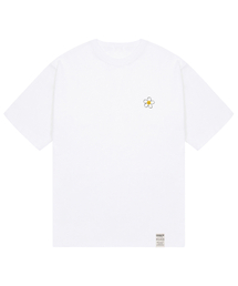 [ユニセックス]ペインティングスモールフラワードット半袖Tシャツ_ホワイト