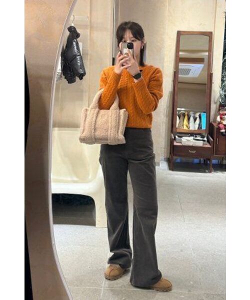 SIPT7056high waist corduroy pants_Charcoal brown