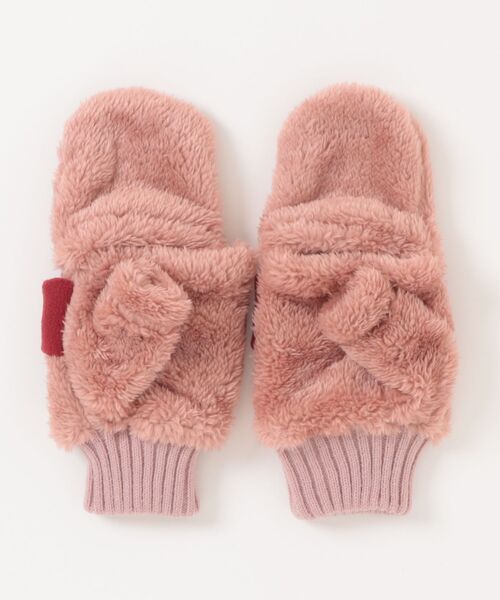 CONVERSE（コンバース）の「【CONVERSE/コンバース】フリースバンド ボアグローブ ミトン（手袋・レディース・グレー/ホワイト/ピンク・ONE SIZE）」の4枚目の写真