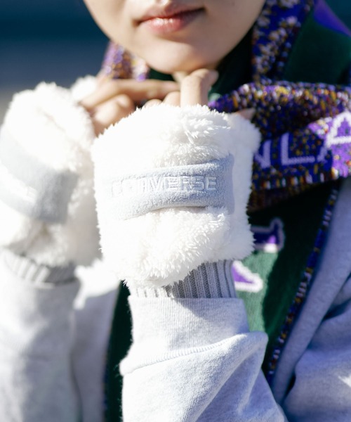 CONVERSE（コンバース）の「【CONVERSE/コンバース】フリースバンド ボアグローブ ミトン（手袋・レディース・グレー/ホワイト/ピンク・ONE SIZE）」の7枚目の写真