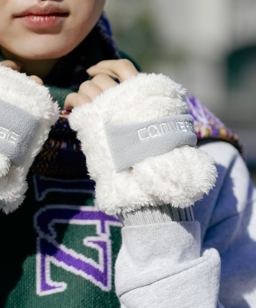 CONVERSE（コンバース）の「【CONVERSE/コンバース】フリースバンド ボアグローブ ミトン（手袋・レディース・グレー/ホワイト/ピンク・ONE SIZE）」の9枚目の写真
