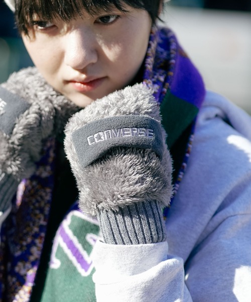CONVERSE（コンバース）の「【CONVERSE/コンバース】フリースバンド ボアグローブ ミトン（手袋・レディース・グレー/ホワイト/ピンク・ONE SIZE）」の14枚目の写真