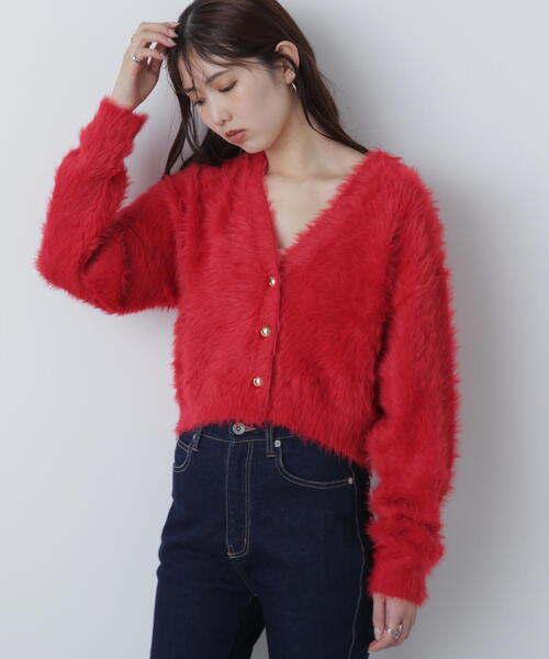 FREE'S MART（フリーズマート）の「◆【はかな企画】金ボタンロングシャギーニットカーデ〈ＭＦＭ〉（ニット/セーター・レディース・ホワイト/ブラウン/レッド/ネイビー・FREE）」の14枚目の写真