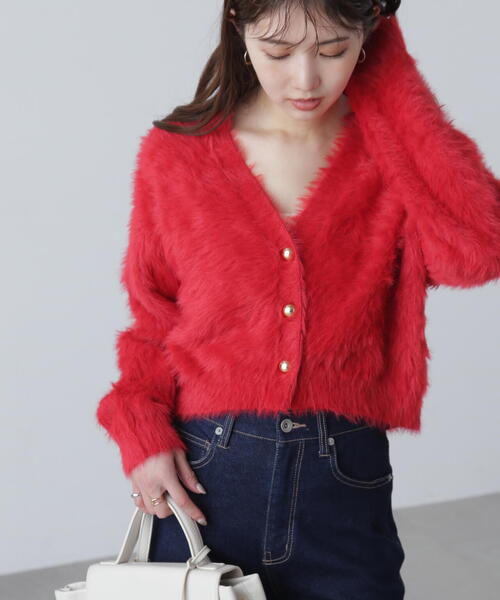 FREE'S MART（フリーズマート）の「◆【はかな企画】金ボタンロングシャギーニットカーデ〈ＭＦＭ〉（ニット/セーター・レディース・ホワイト/ブラウン/レッド/ネイビー・FREE）」の15枚目の写真