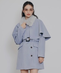 ケープコート」に該当するレディースのトレンチコート（ブルー
