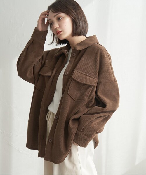 notch.（ノッチ）の「コーデュロイ裏フリースCPOジャケット（その他アウター・レディース・ブラック/アイボリー/ブラウン・M）」の4枚目の写真